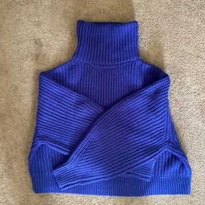 Heavy Blue Turtleneck Crop Sweater